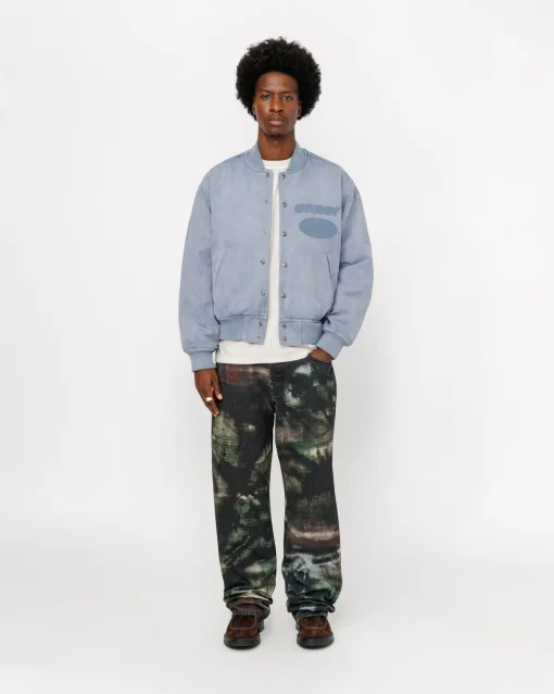 GHOST LOGO CANVAS VARSITY JACKET