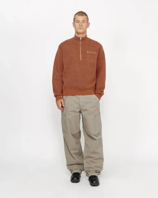 HALF ZIP MOCK NECK SWEATER