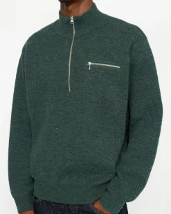 HALF ZIP MOCK NECK SWEATER