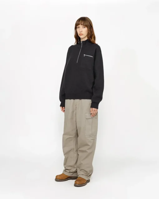 HALF ZIP MOCK NECK SWEATER