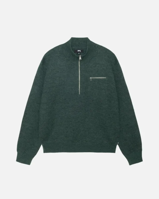 HALF ZIP MOCK NECK SWEATER