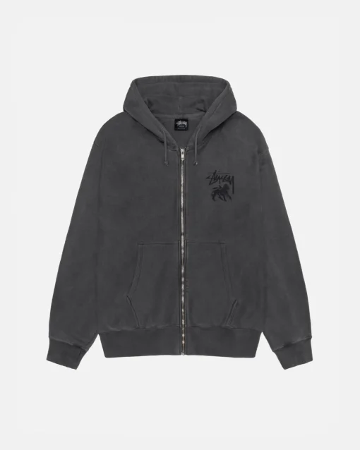 RASTA LION ZIP HOODIE PIGMENT DYED