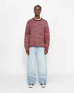 TEXTURED KNIT CONTRAST COLLAR CREW
