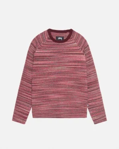 TEXTURED KNIT CONTRAST COLLAR CREW