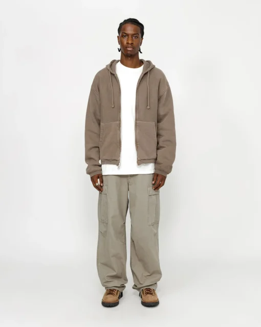 WAFFLE LINED ZIP HOODIE