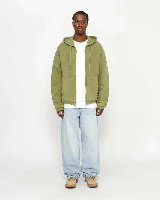 WAFFLE LINED ZIP HOODIE