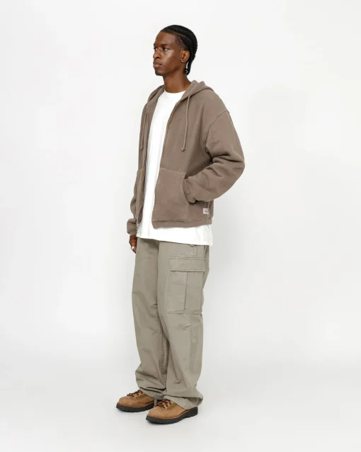 WAFFLE LINED ZIP HOODIE