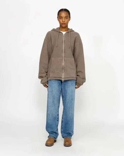 WAFFLE LINED ZIP HOODIE