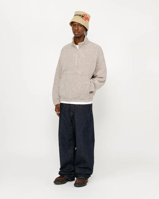 WOOL BLEND SHERPA MOCK NECK