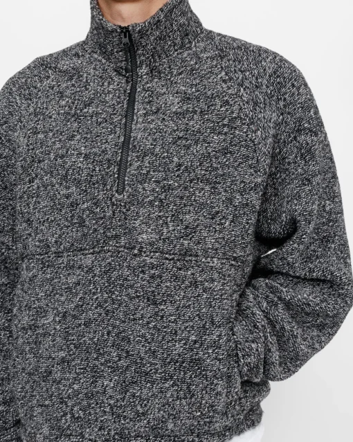 WOOL BLEND SHERPA MOCK NECK
